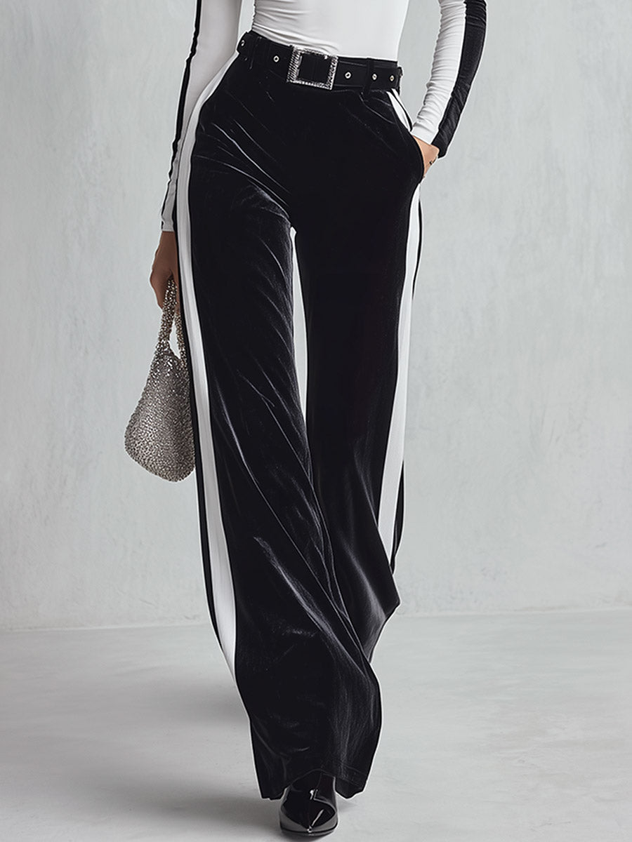 Mercedes | Conjunto de jersey bicolor y pantalón de terciopelo