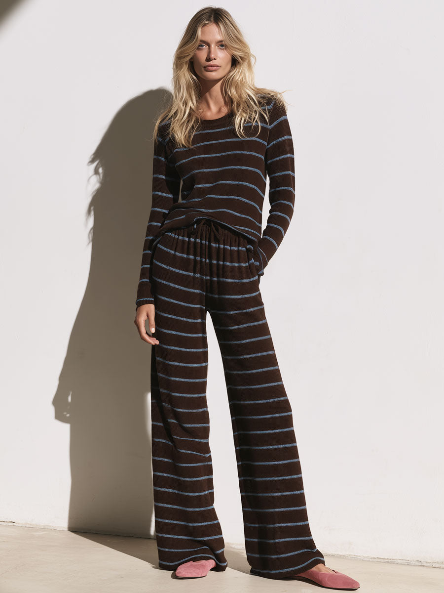 Teresa | Conjunto de jersey y pantalón a rayas de mezcla de lana