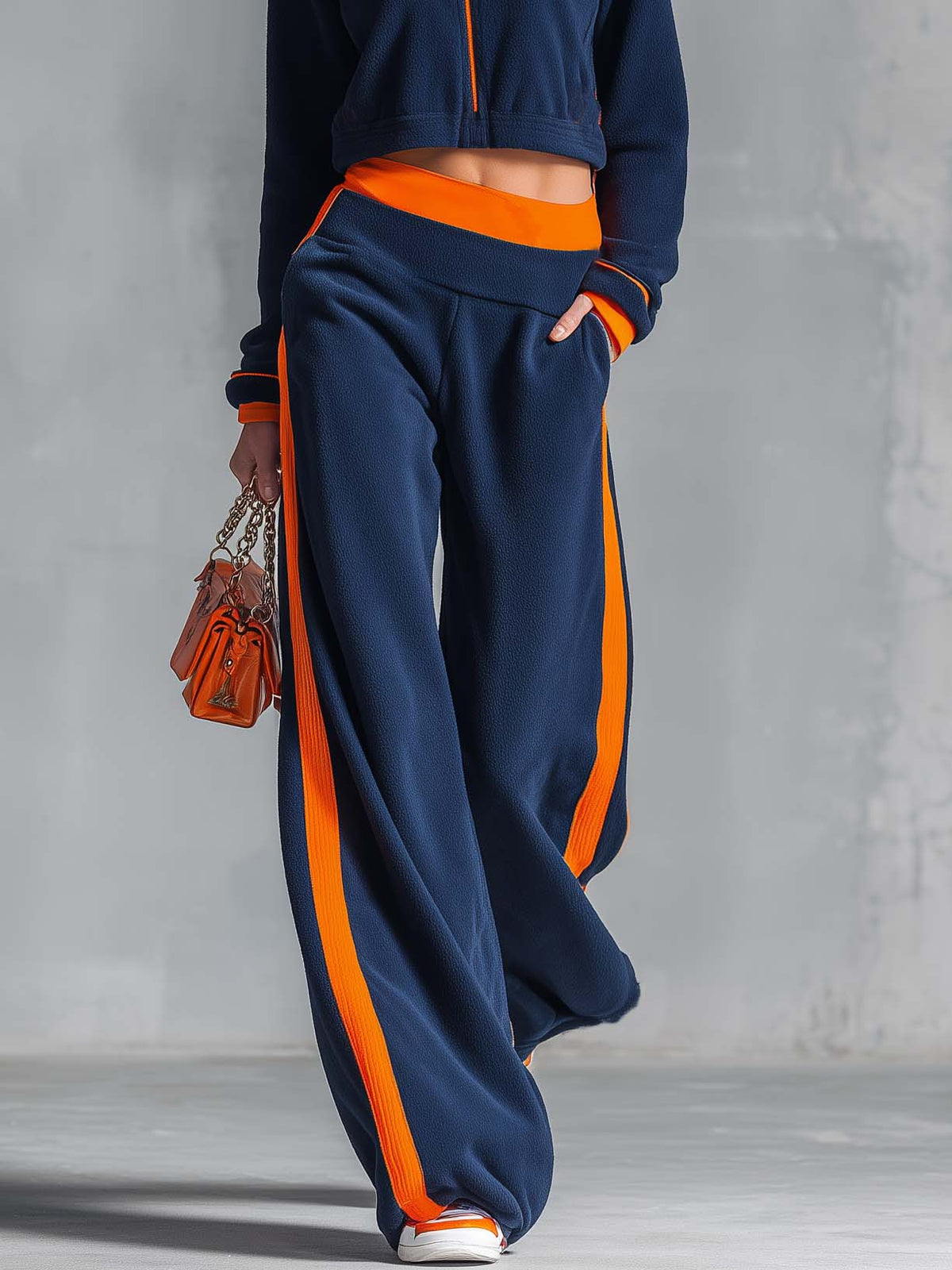 Carla | Conjunto de forro polar con chaqueta corta y pantalón ancho