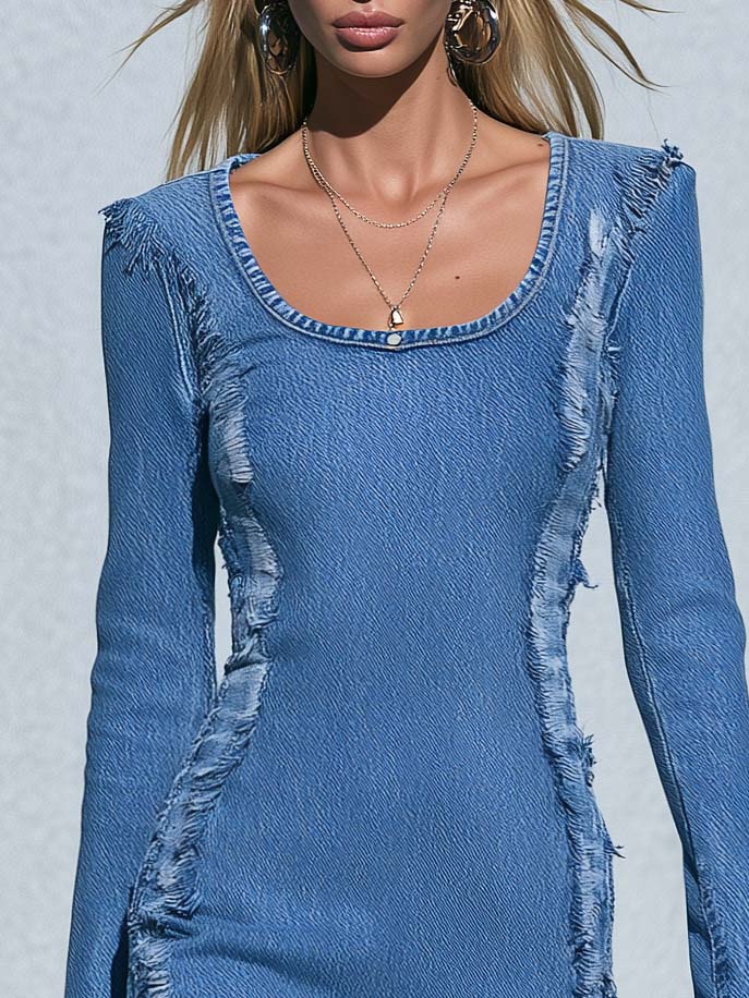 Noa | Vestido vaquero corto ajustado de manga larga