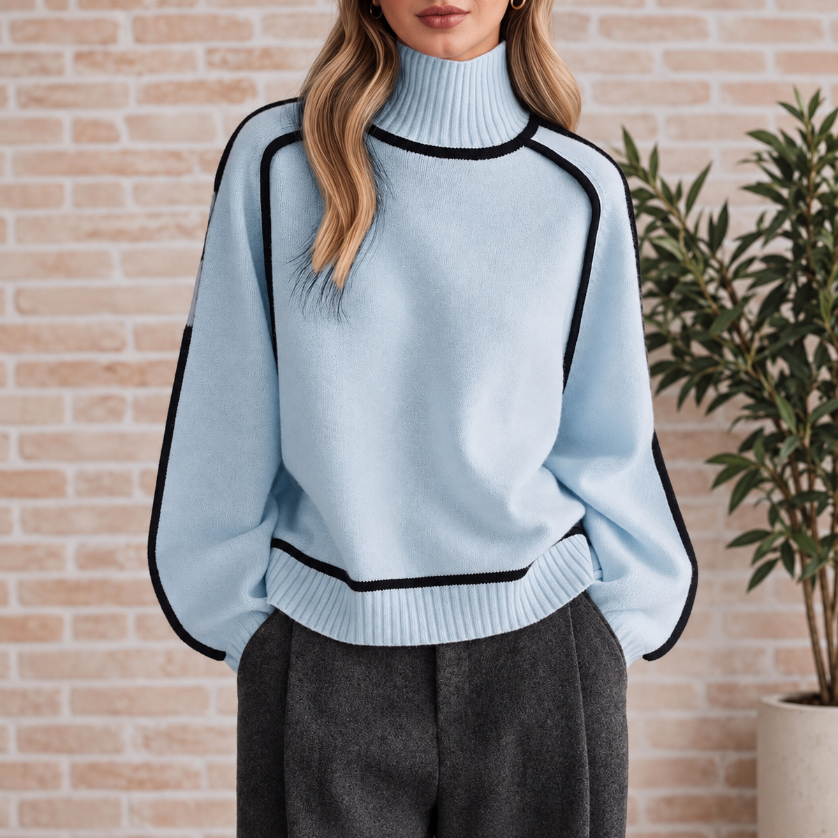 Quinn | Jersey de cuello alto con ribetes