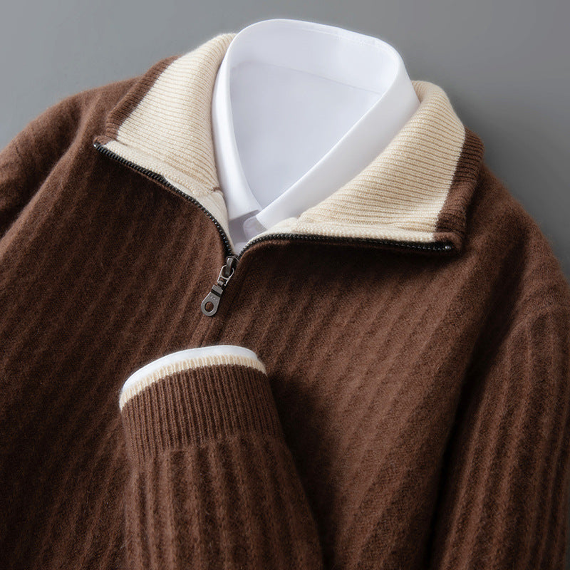 Torvani | Jersey de punto con media cremallera y cuello de contraste