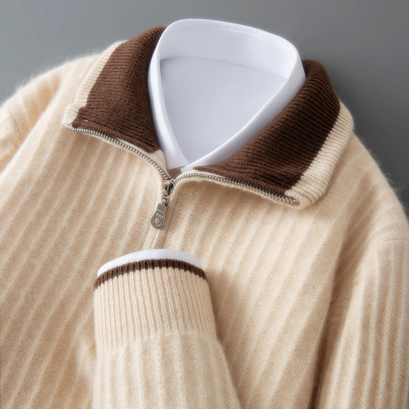 Torvani | Jersey de punto con media cremallera y cuello de contraste