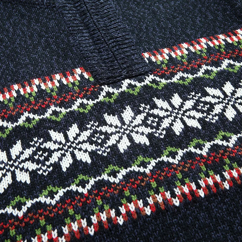Noel | Jersey de lana con dibujo navideño y media cremallera