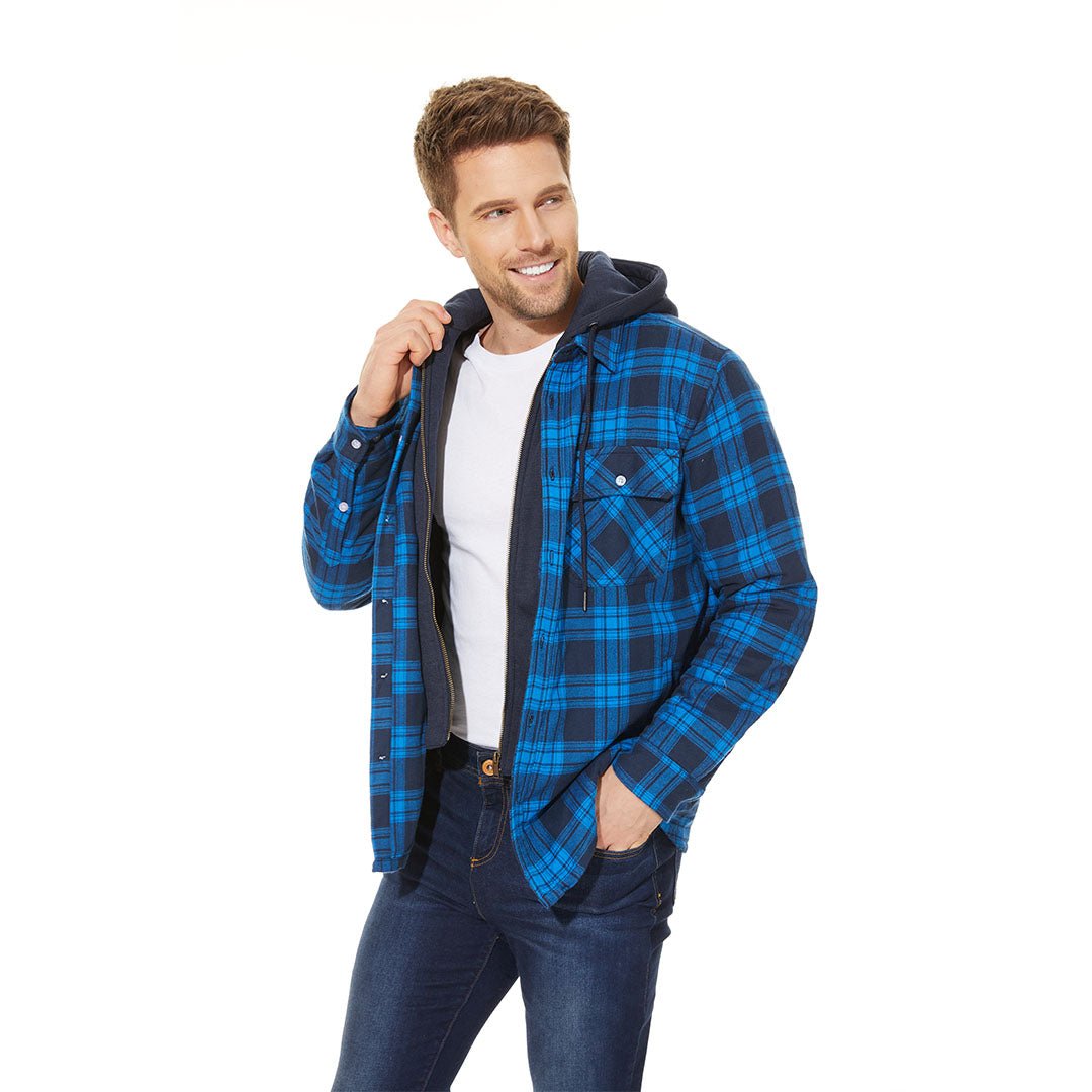 Marcos | Chaqueta de franela acolchada con capucha de estilo casual