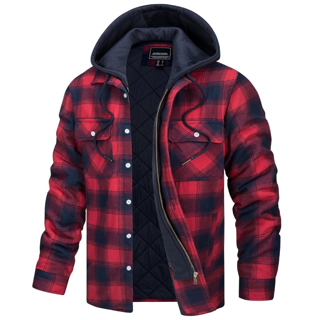 Marcos | Chaqueta de franela acolchada con capucha de estilo casual