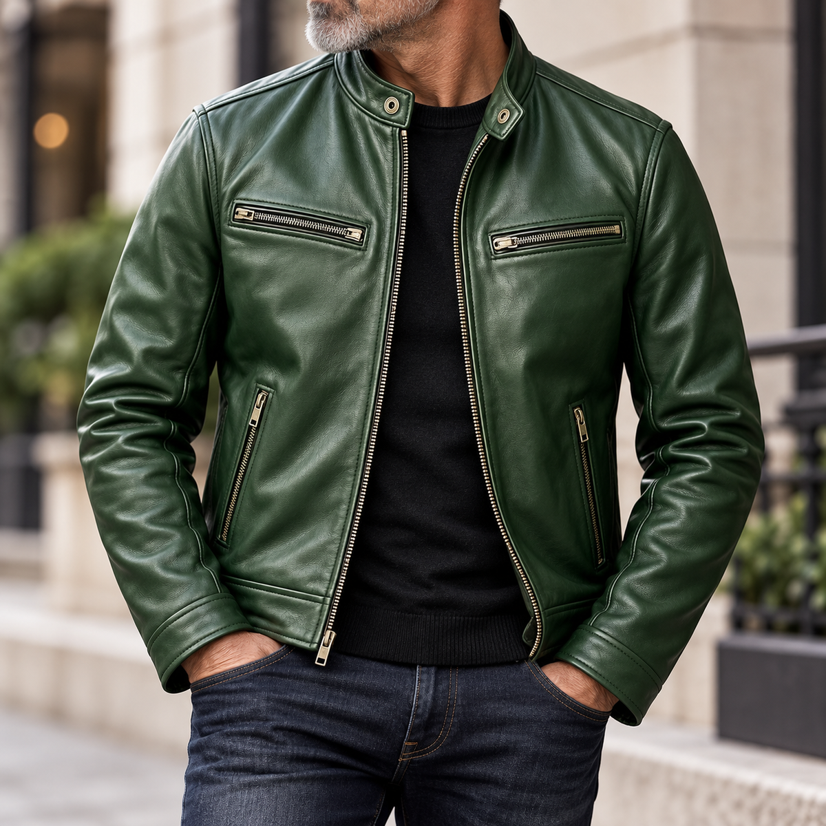 Marcelli | Cazadora efecto piel con cuello alto