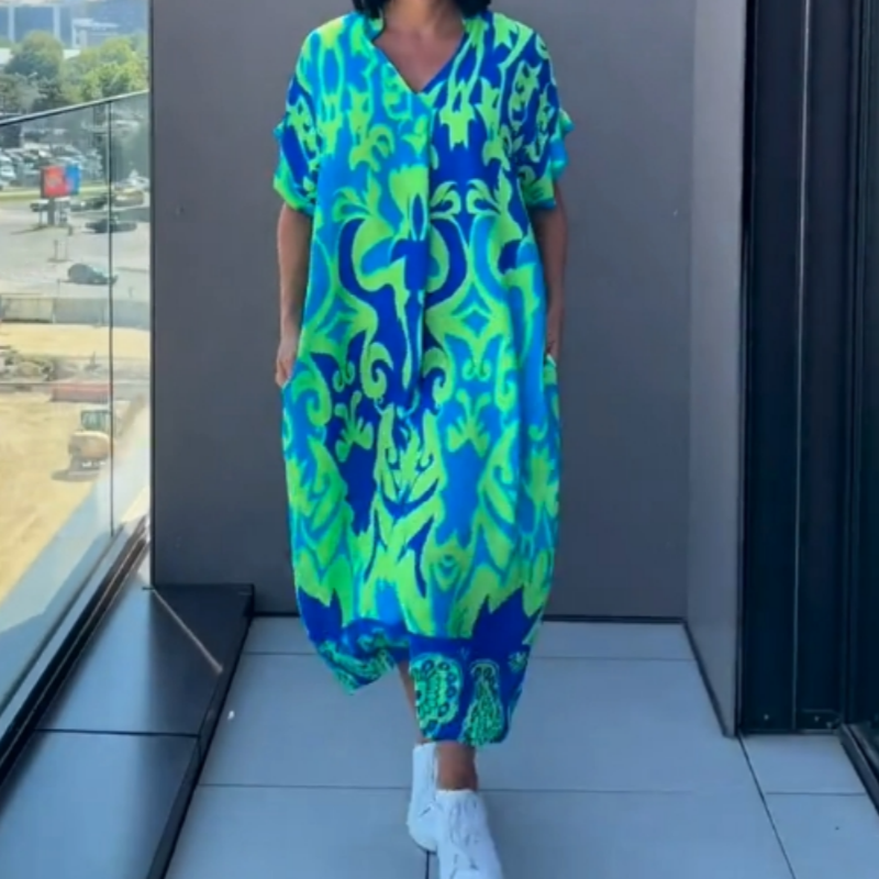 Valeria | Vestido estampado con cuello en V
