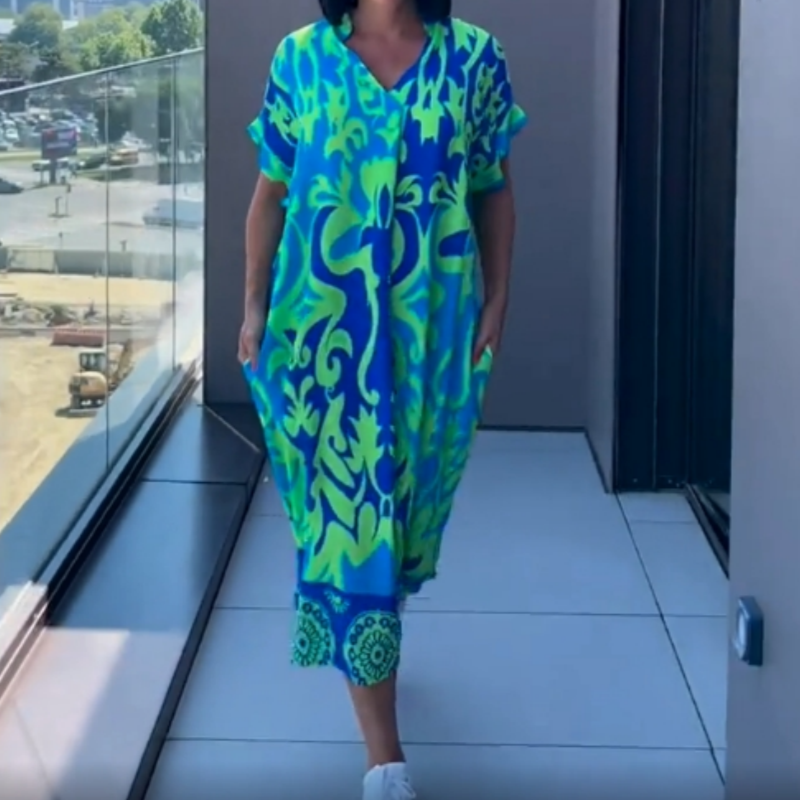 Valeria | Vestido estampado con cuello en V