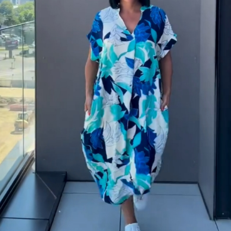 Valeria | Vestido estampado con cuello en V