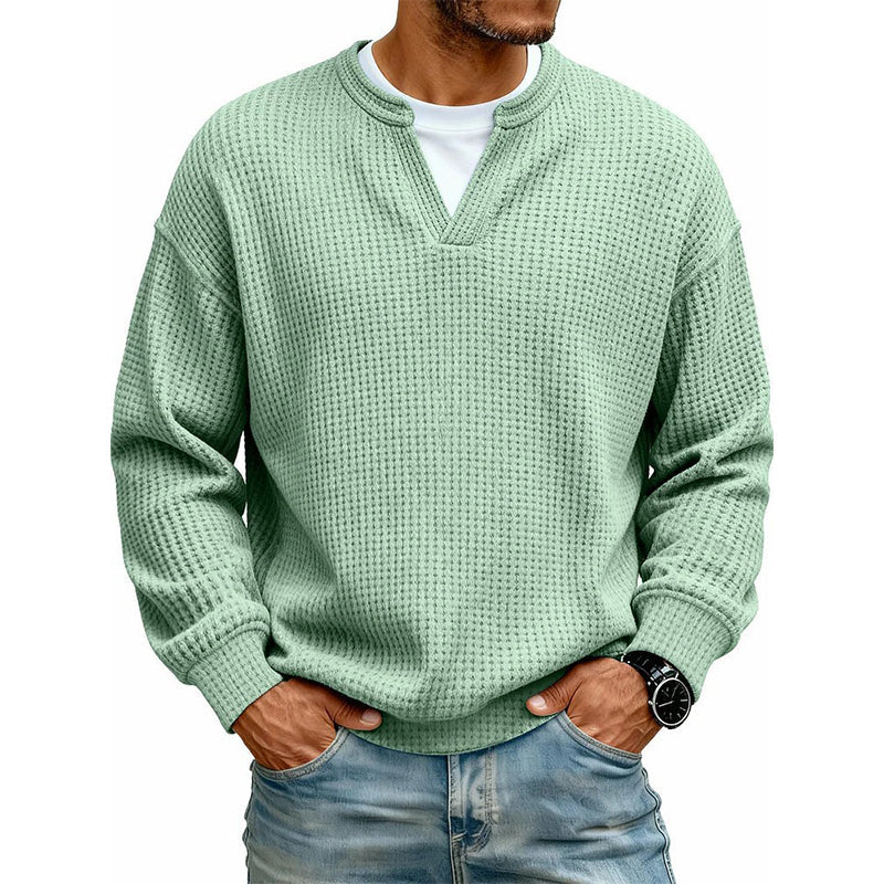 Dario | Camiseta de punto gofre con cuello de pico y estilo casual