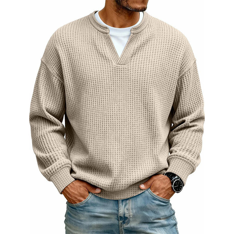 Dario | Camiseta de punto gofre con cuello de pico y estilo casual