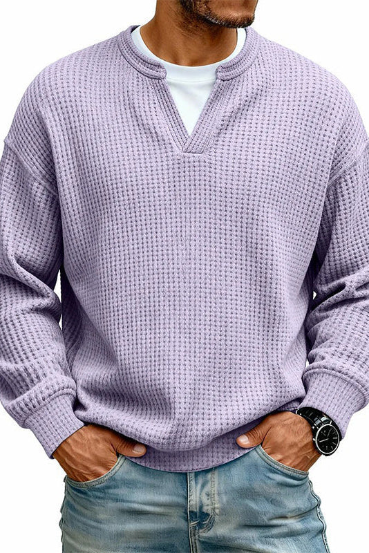 Dario | Camiseta de punto gofre con cuello de pico y estilo casual