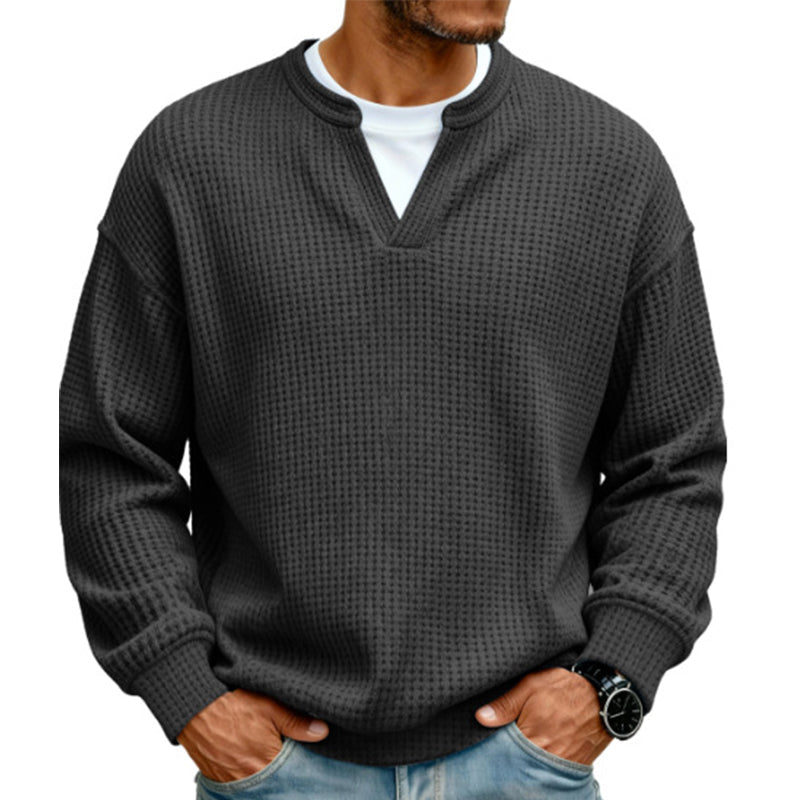 Dario | Camiseta de punto gofre con cuello de pico y estilo casual