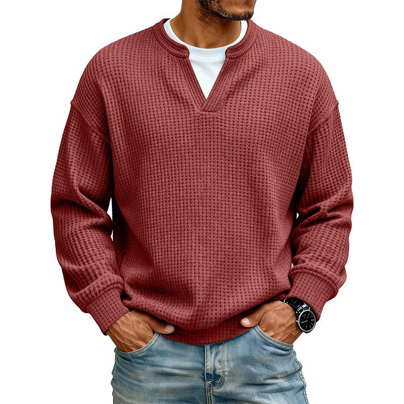 Dario | Camiseta de punto gofre con cuello de pico y estilo casual
