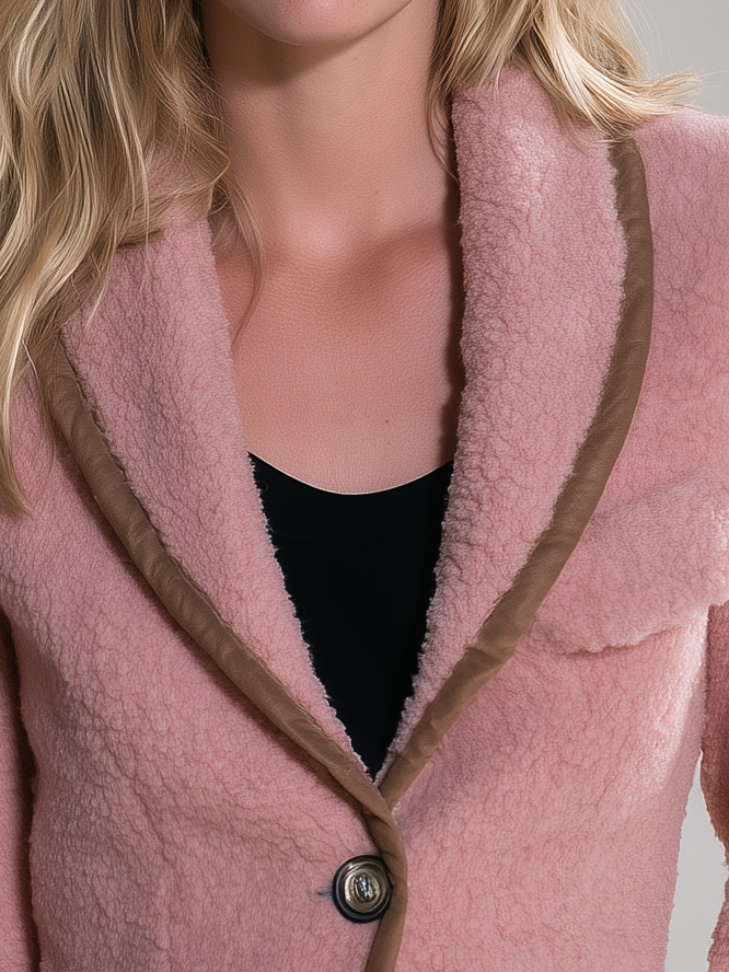 Mireia | Americana rosa de borreguito con vivos marrones