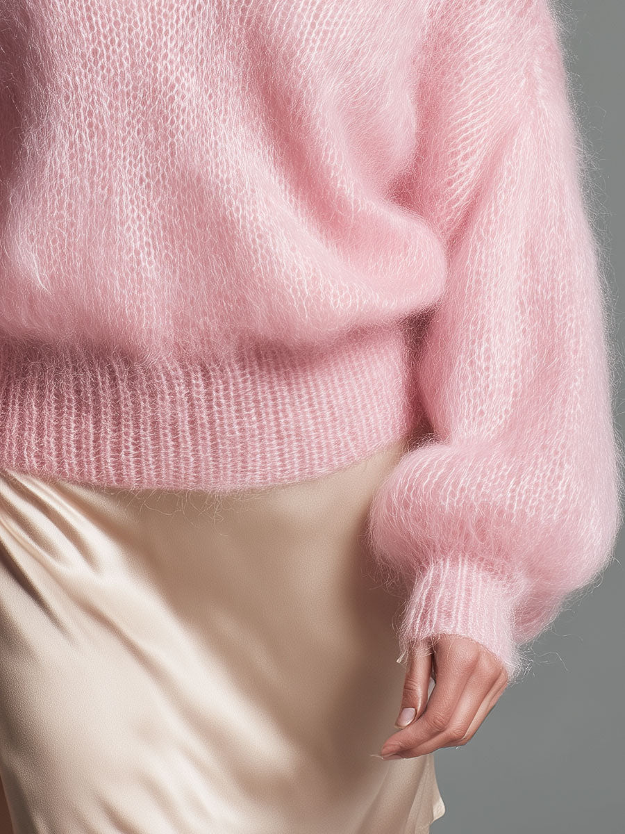 Lucía | Jersey rosa amplio de cuello de pico