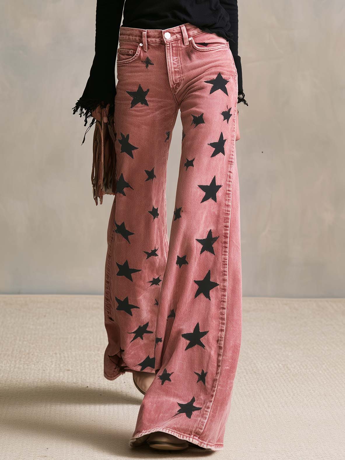 Estrella | Vaquero acampanado rosa con estrellas