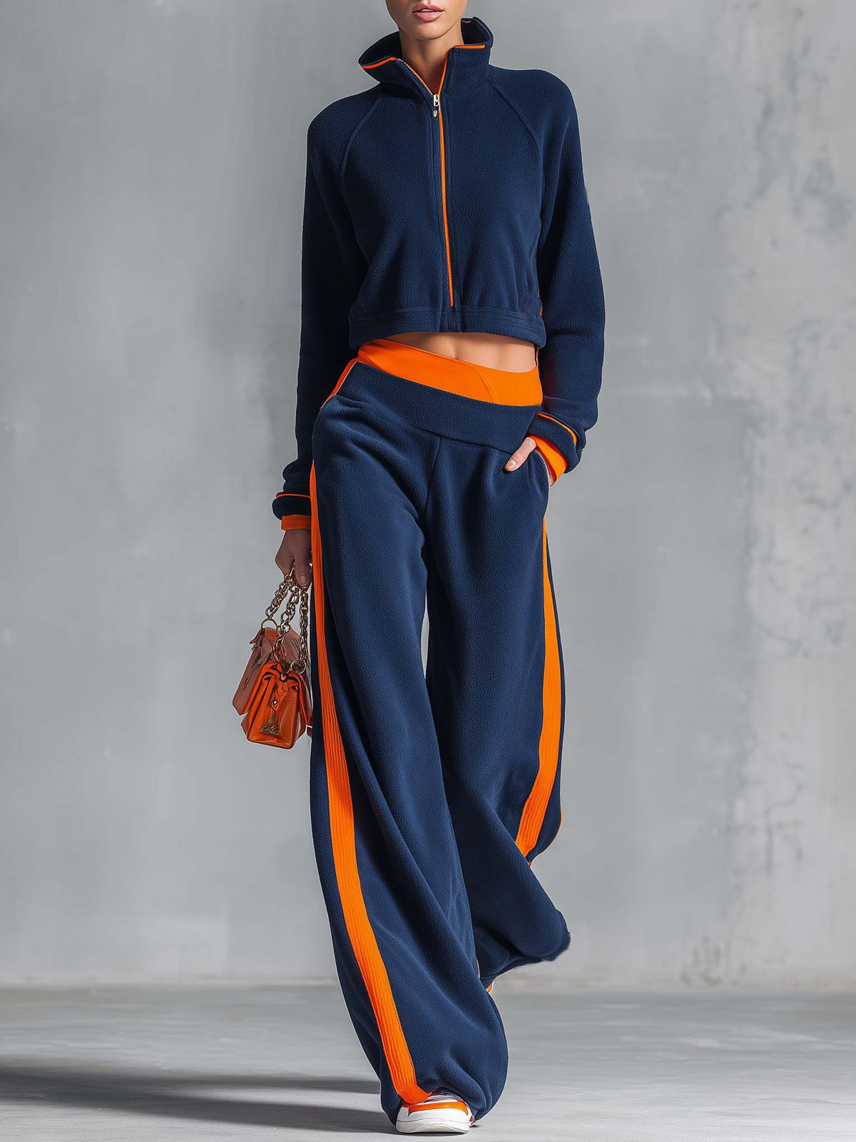 Carla | Conjunto de forro polar con chaqueta corta y pantalón ancho