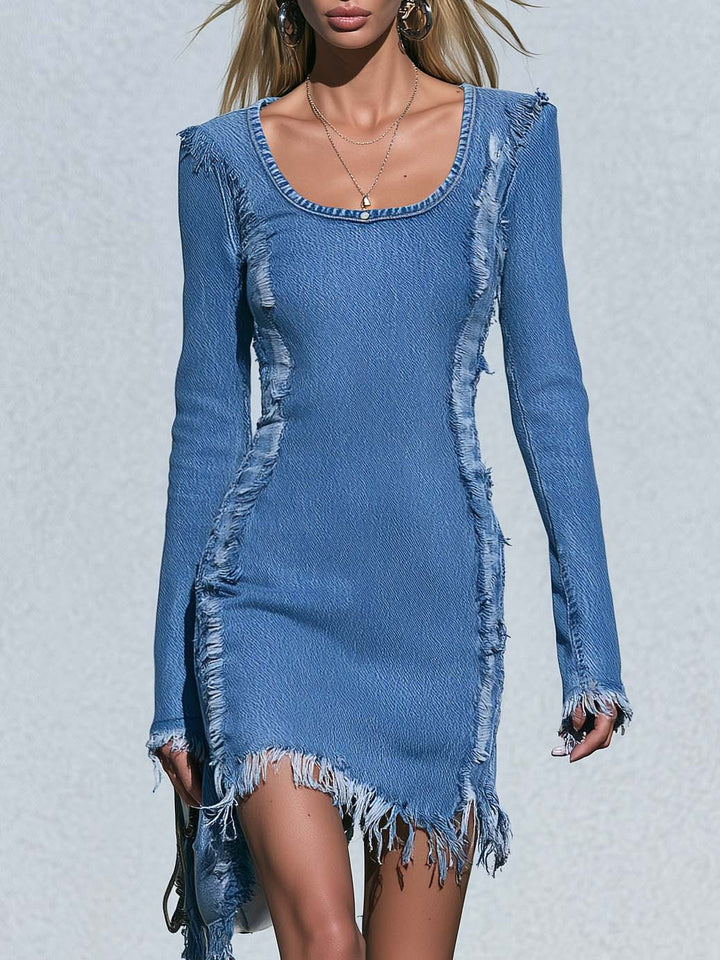 Noa | Vestido vaquero corto ajustado de manga larga