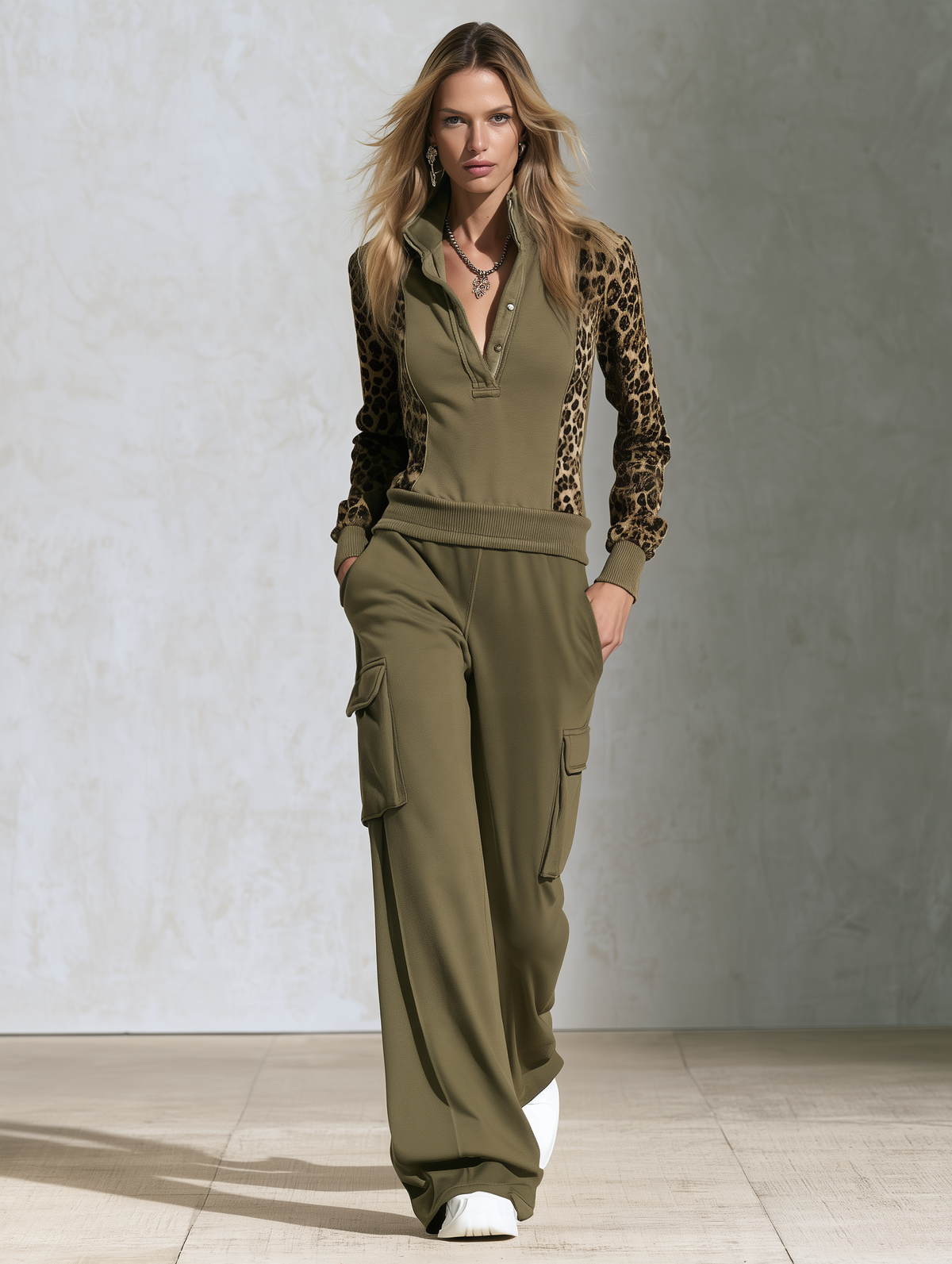 Valeria | Chándal de terciopelo con detalles de leopardo