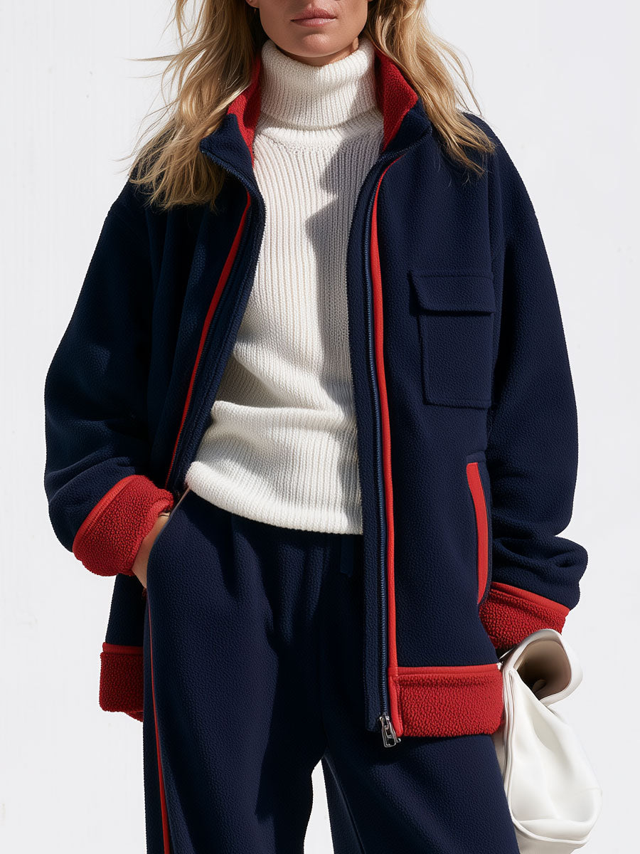 Alba | Conjunto de chaqueta y pantalón de polar azul marino