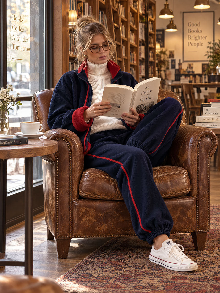 Alba | Conjunto de chaqueta y pantalón de polar azul marino