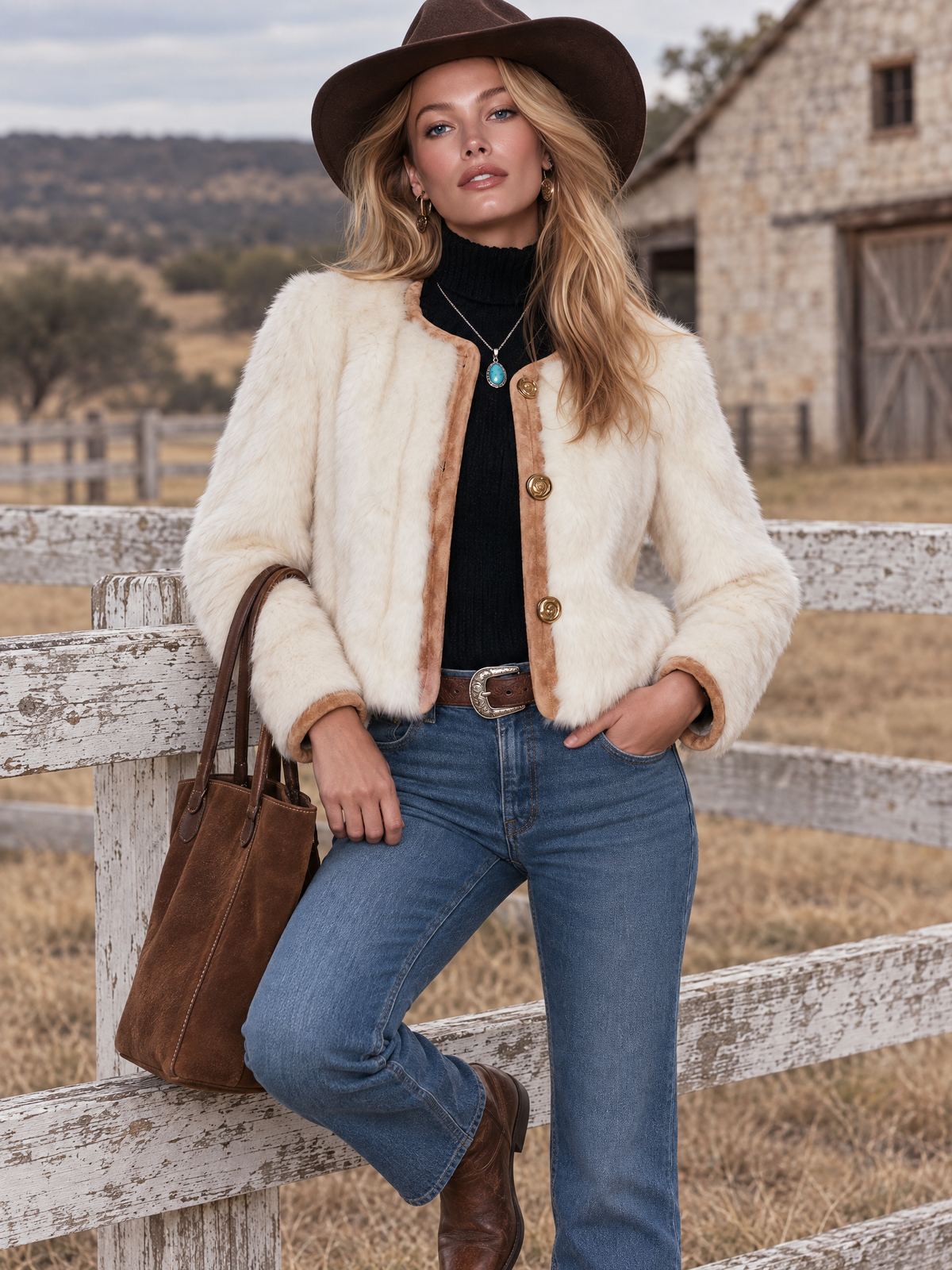 Beatriz | Abrigo entallado de antelina camel con borrego