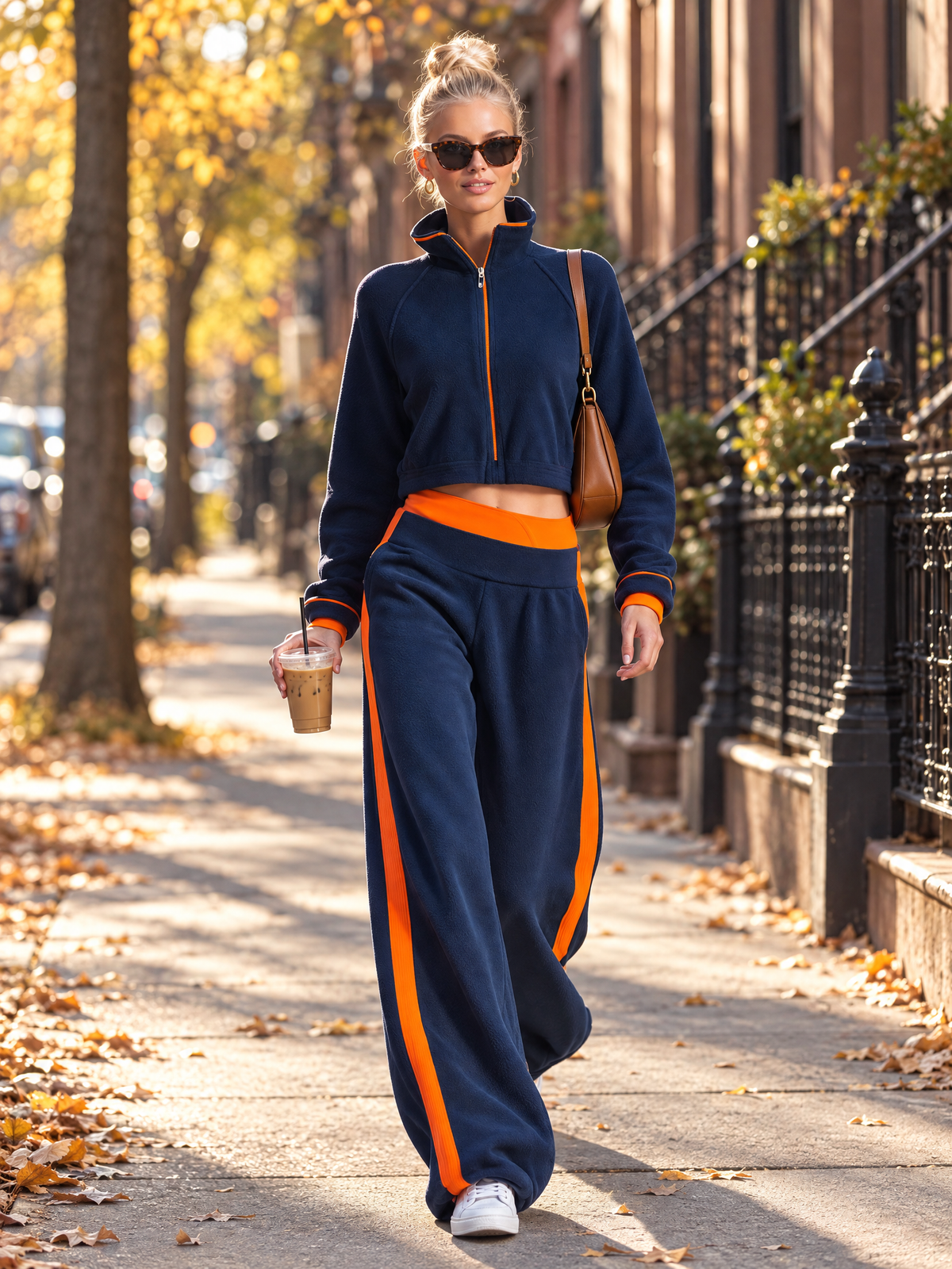 Carla | Conjunto de forro polar con chaqueta corta y pantalón ancho