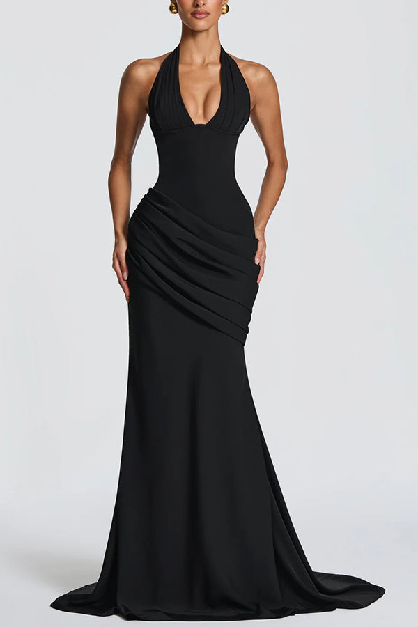 Adela | Vestido largo halter con elegante drapeado