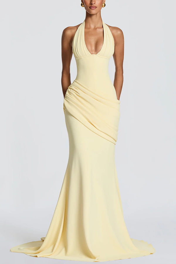 Adela | Vestido largo halter con elegante drapeado