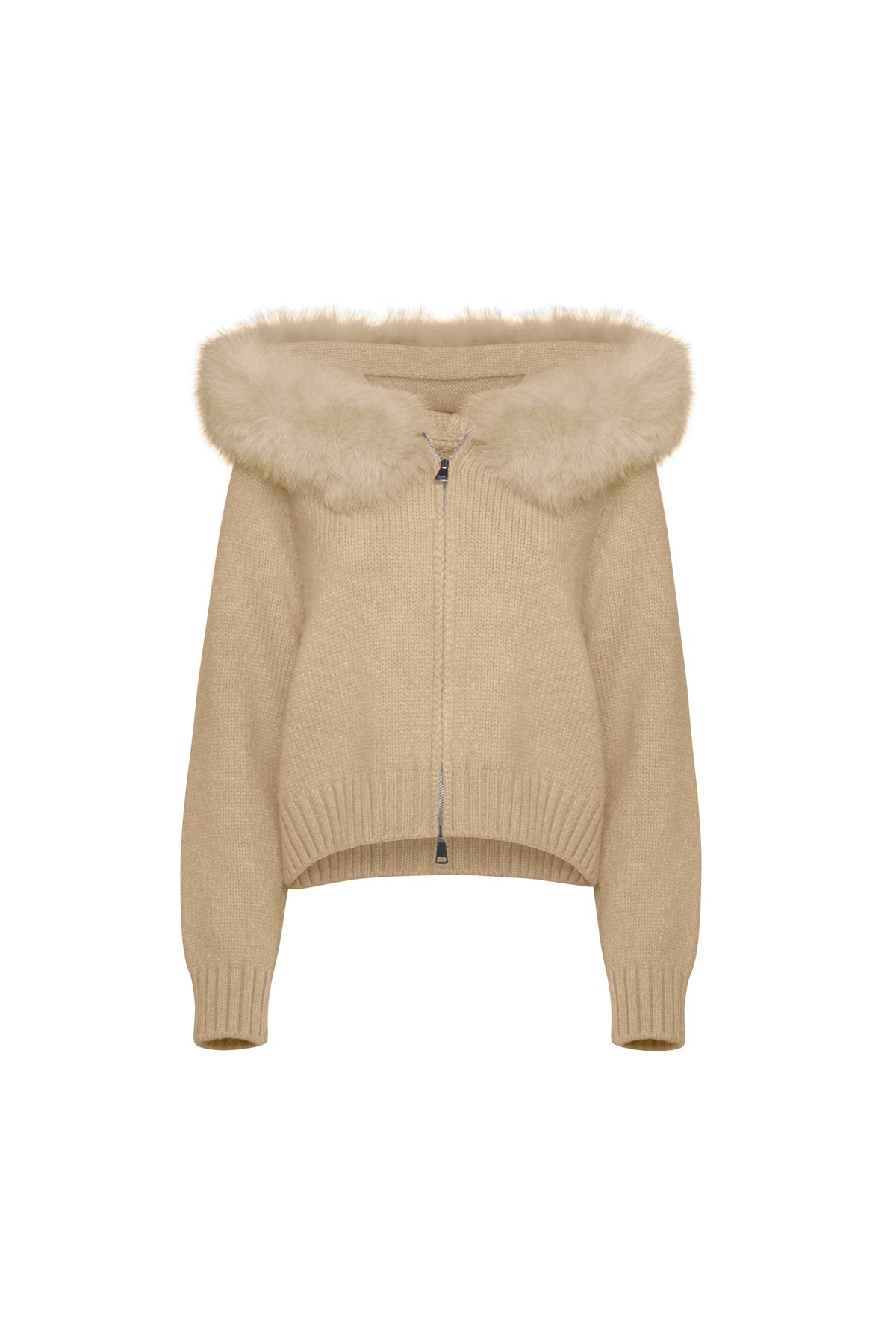 Martina | Elegante chaqueta de punto con capucha de piel