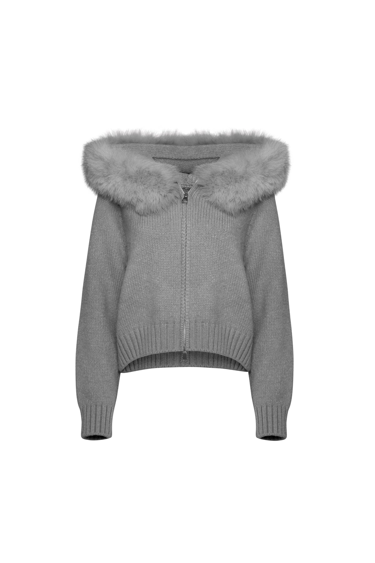 Martina | Elegante chaqueta de punto con capucha de piel