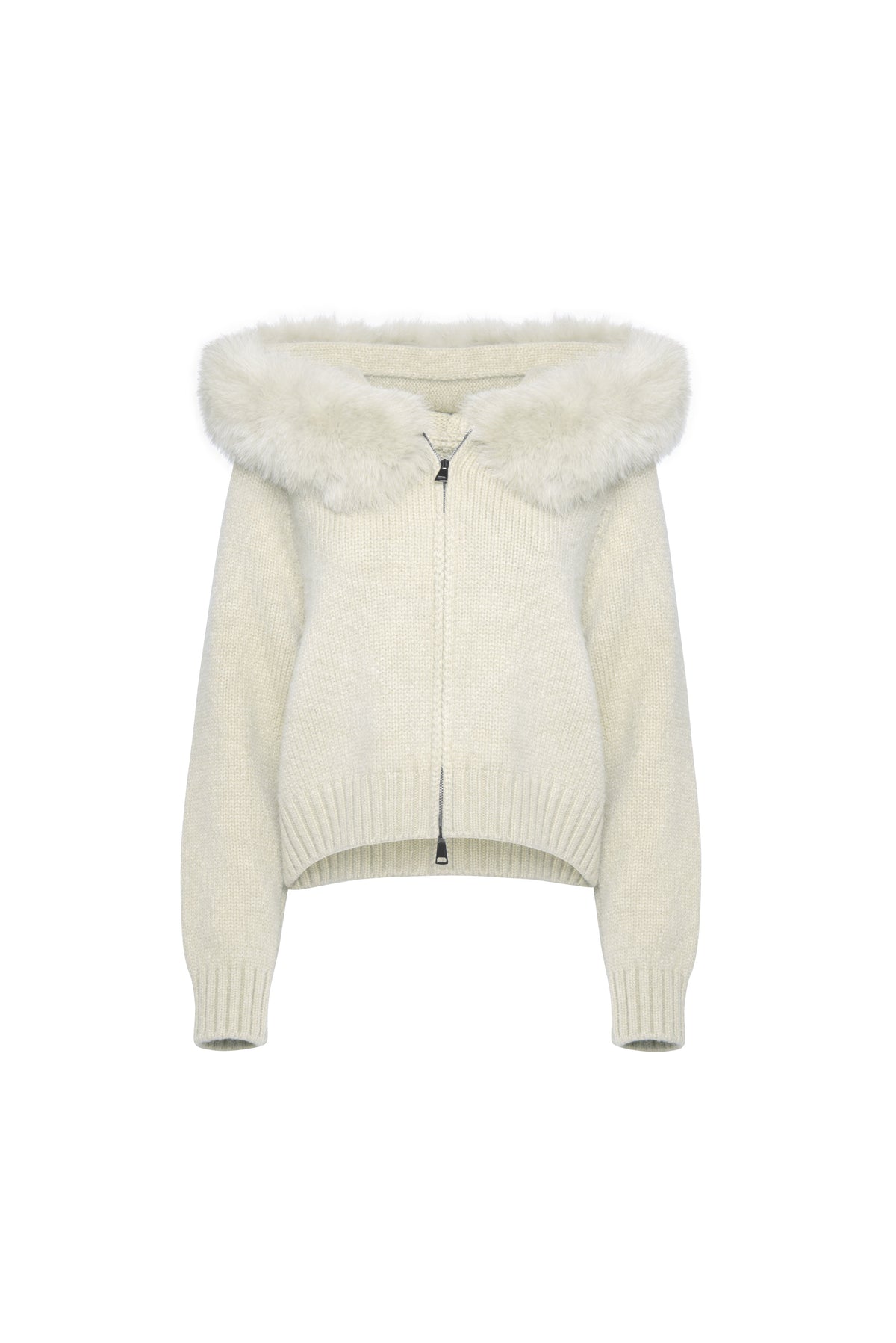 Martina | Elegante chaqueta de punto con capucha de piel