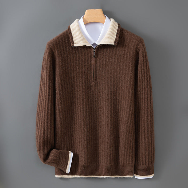 Torvani | Jersey de punto con media cremallera y cuello de contraste