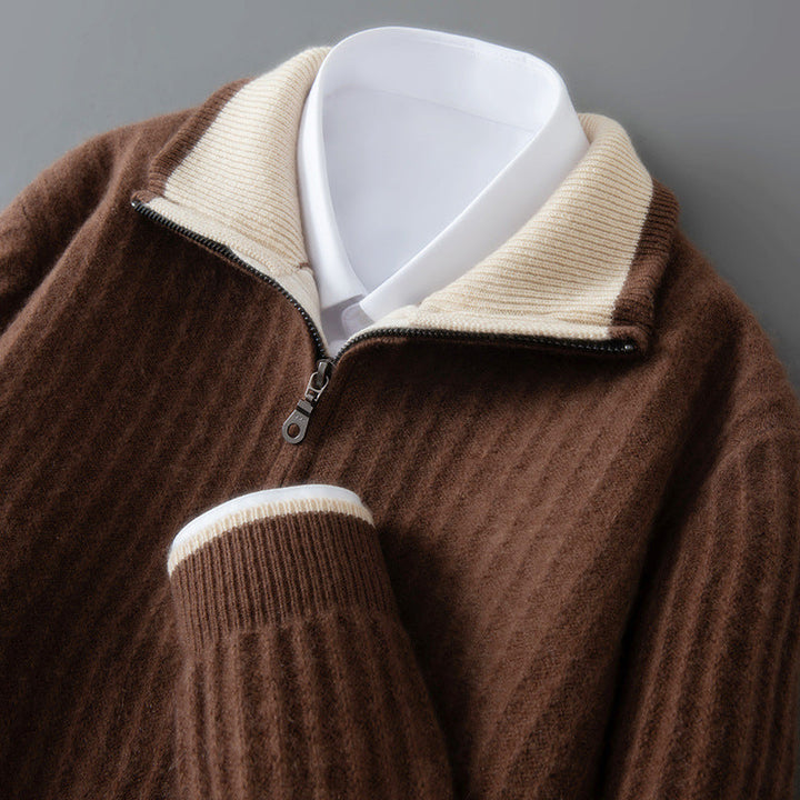Torvani | Jersey de punto con media cremallera y cuello de contraste