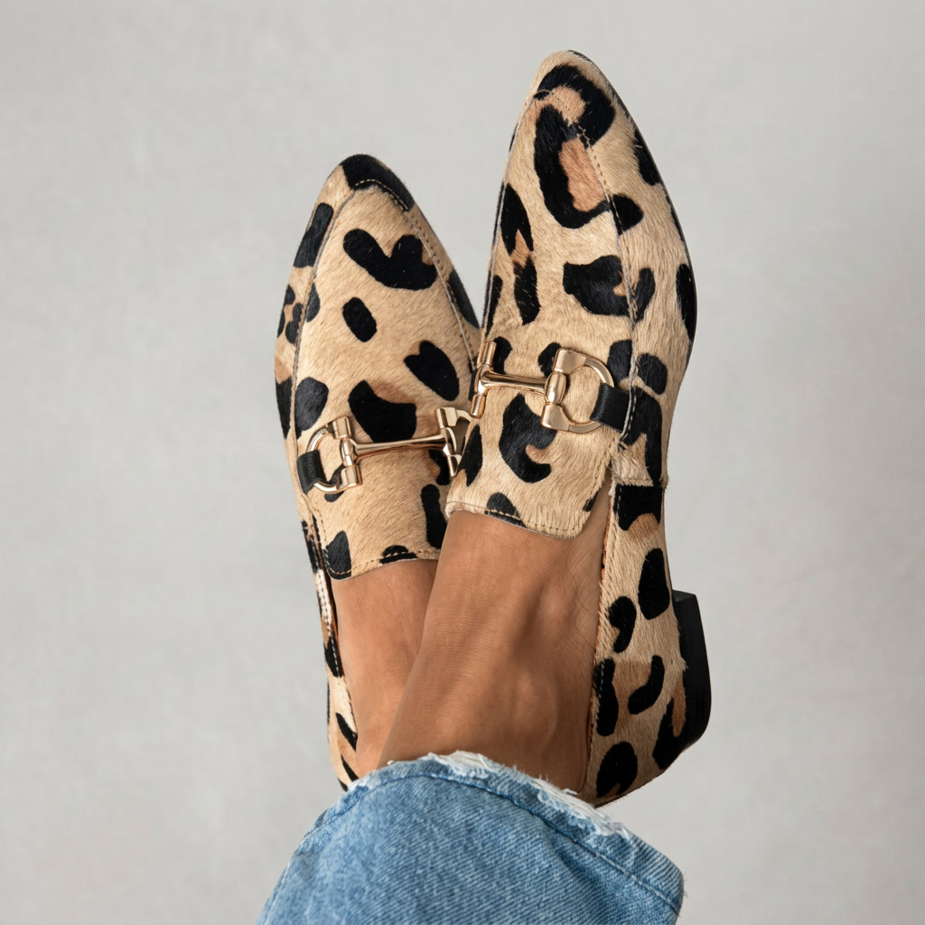 Olivia | Mocasines de leopardo con plantilla acolchada y confortable