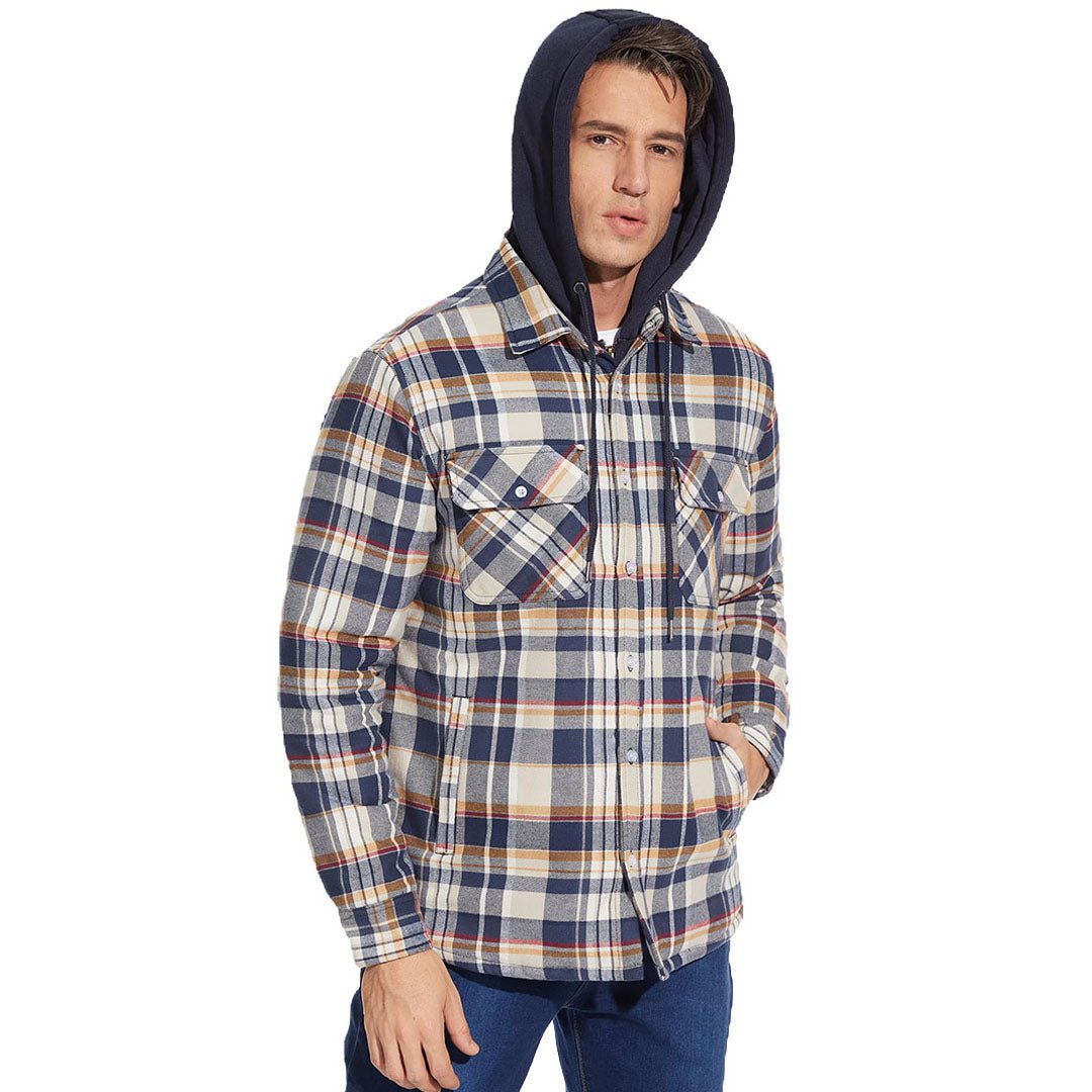 Marcos | Chaqueta de franela acolchada con capucha de estilo casual