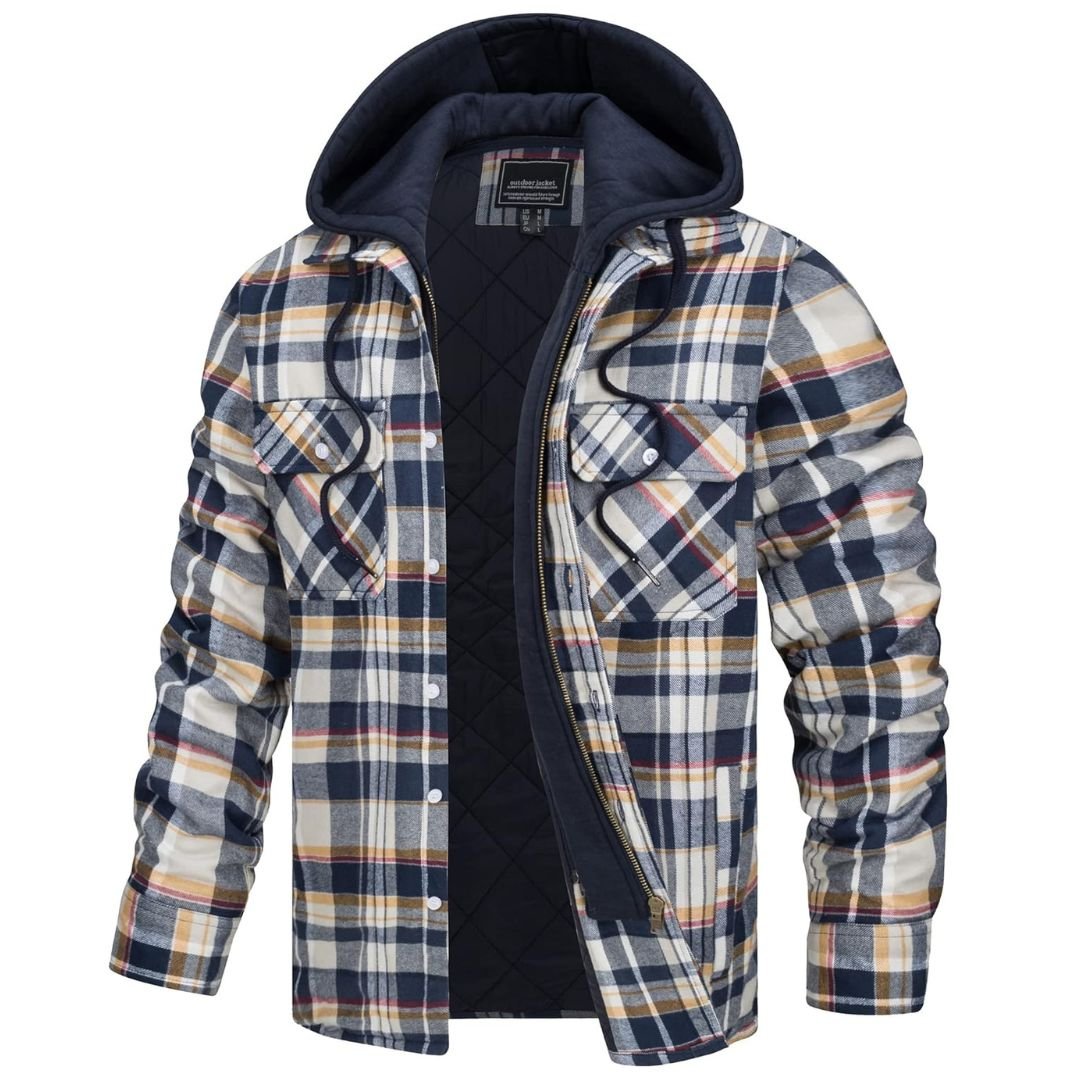 Marcos | Chaqueta de franela acolchada con capucha de estilo casual