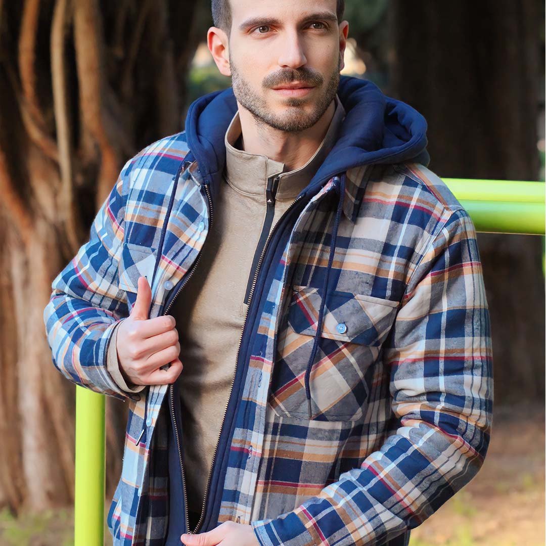 Marcos | Chaqueta de franela acolchada con capucha de estilo casual