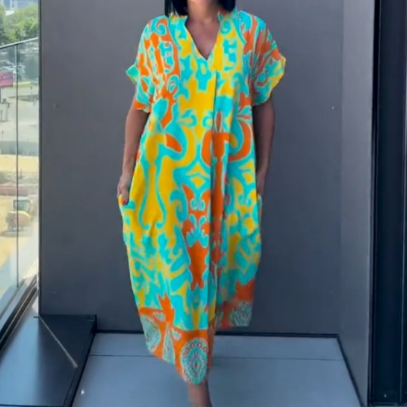 Valeria | Vestido estampado con cuello en V