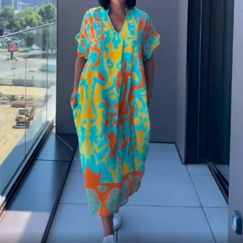 Valeria | Vestido estampado con cuello en V