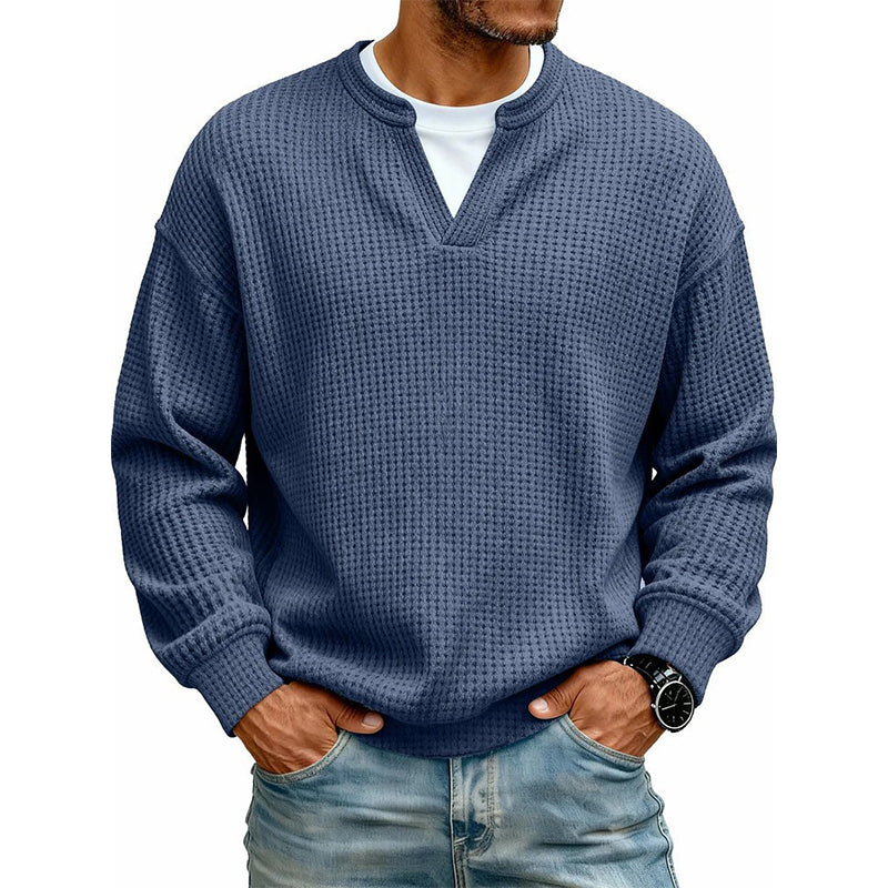 Dario | Camiseta de punto gofre con cuello de pico y estilo casual