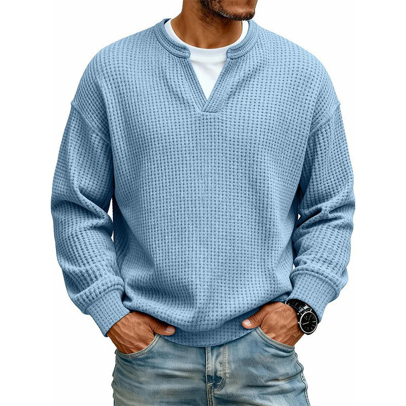Dario | Camiseta de punto gofre con cuello de pico y estilo casual