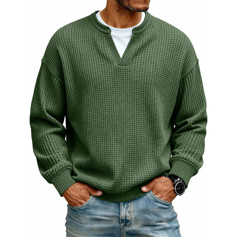Dario | Camiseta de punto gofre con cuello de pico y estilo casual