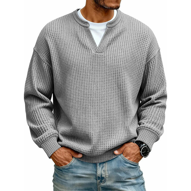 Dario | Camiseta de punto gofre con cuello de pico y estilo casual