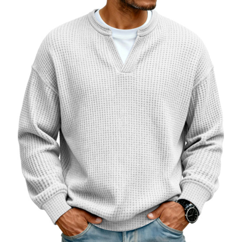 Dario | Camiseta de punto gofre con cuello de pico y estilo casual
